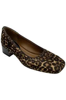 Donald Pliner Women's Drew Slip-On Heel Leopard Haircalf Black/Natural - Medium